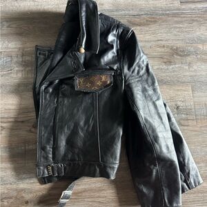 Louis Vuitton Black Leather Bomber Jacket